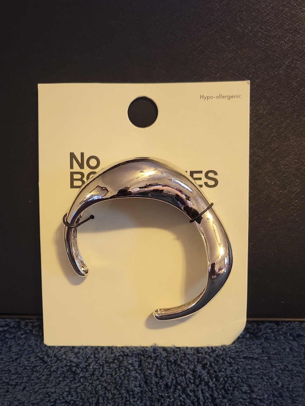 No Boundaries Shiny Silver Sculptural Cuff Bracelet